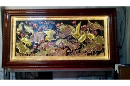 Tranh Đồng Hạc Quần Sen Mẫu Đẹp