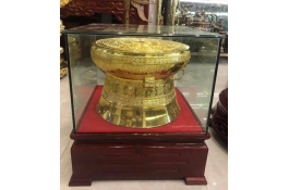 Trống đồng lưu niệm khung kính